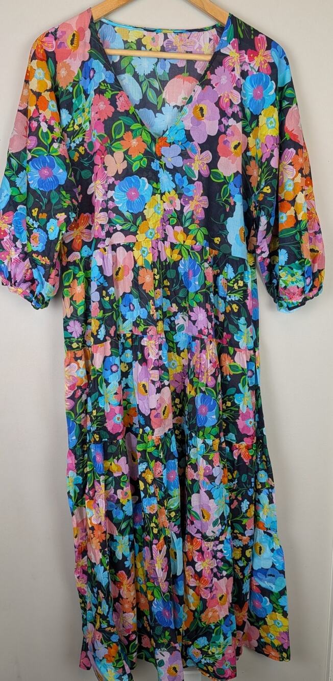 Johnny Was Wild Blooms Tiered Dress Multi M